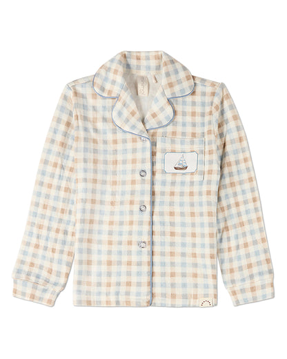 2 Piece Kids "Let Your Dreams Set Sail" Pointelle Plaid Pajama Set