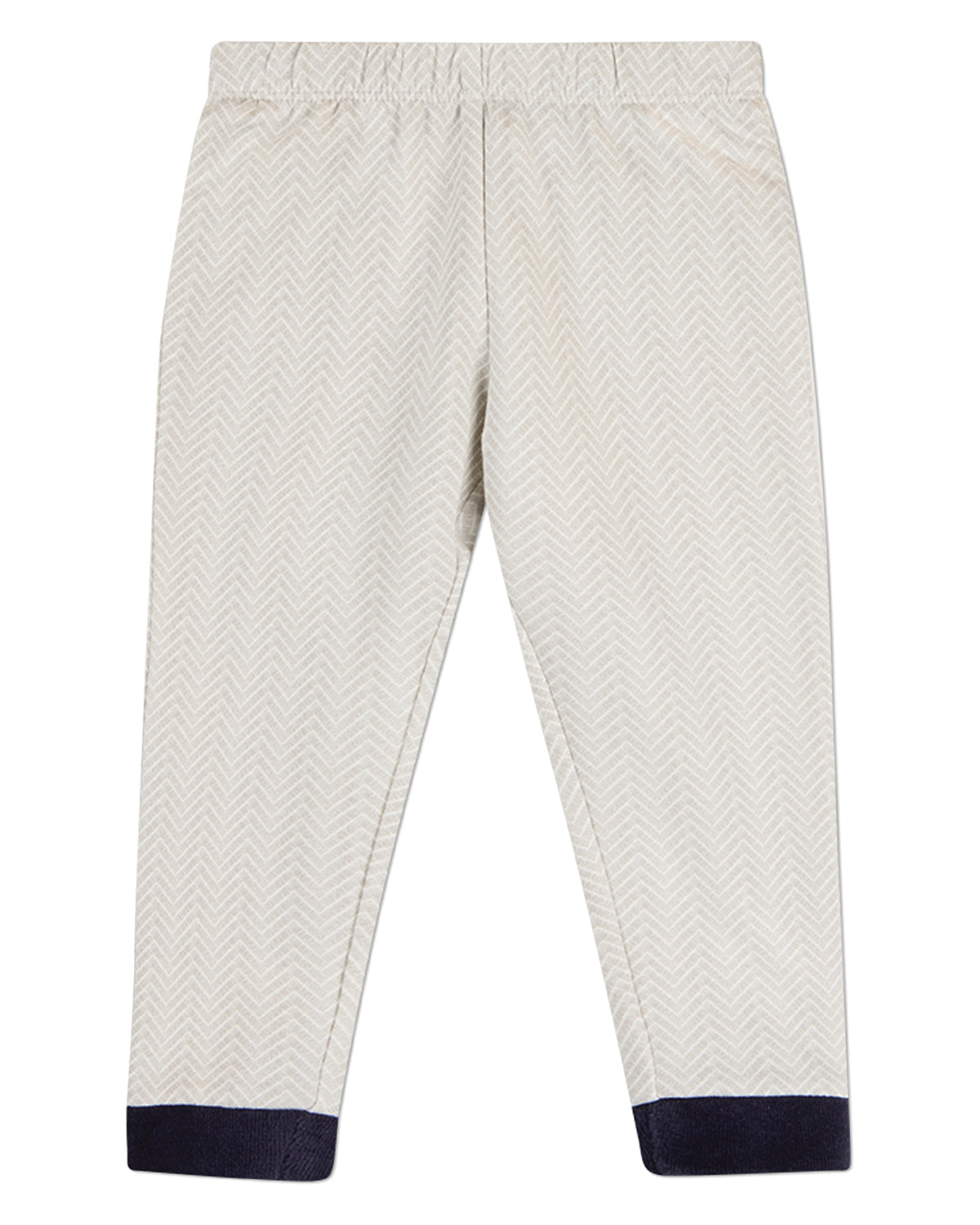 2 Piece Kids Chevron-Printed Cotton-Rich Velour-Trim Pajama Set