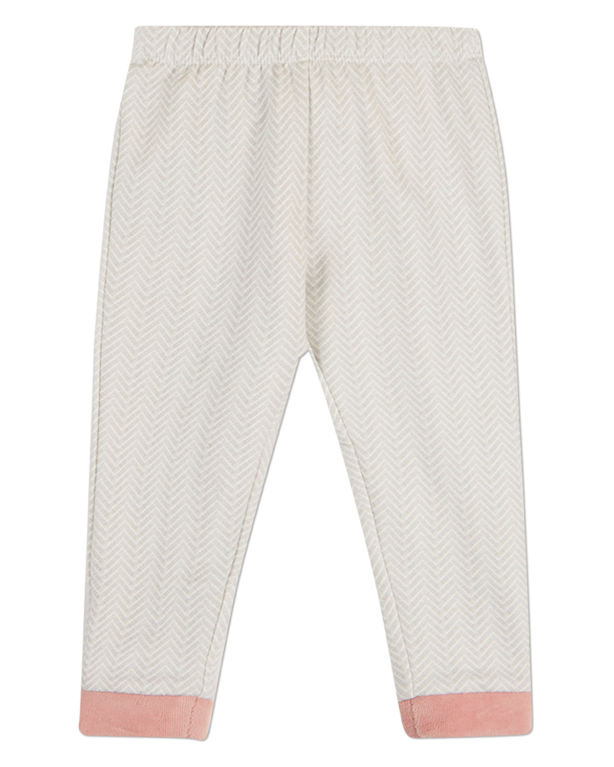 2 Piece Kids Chevron-Printed Cotton-Rich Velour-Trim Pajama Set