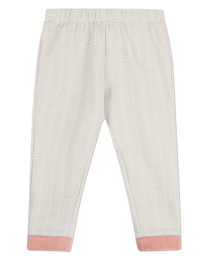 2 Piece Kids Chevron-Printed Cotton-Rich Velour-Trim Pajama Set