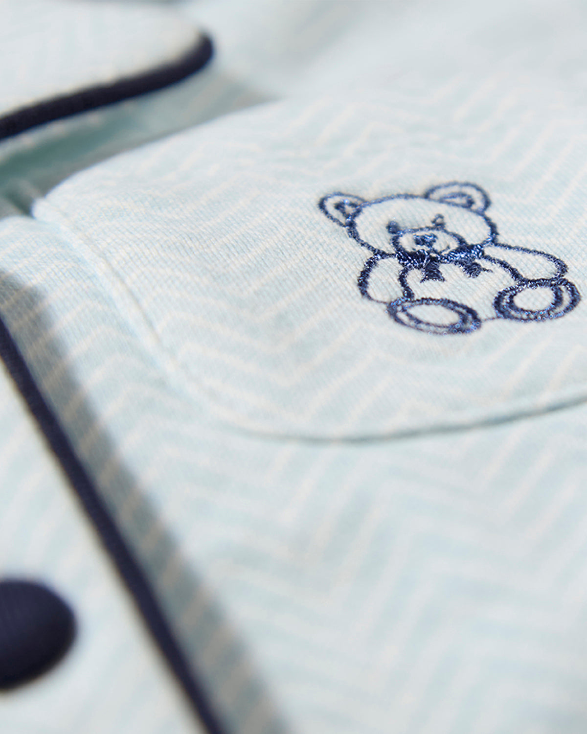 2 Piece Kids "Snuggly Bear" Chevron-Printed Cotton-Rich Pajama Set