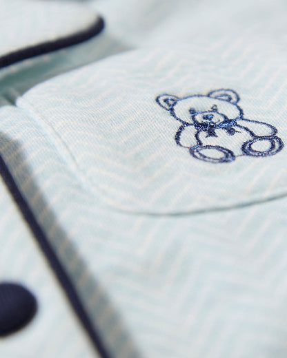 2 Piece Kids "Snuggly Bear" Chevron-Printed Cotton-Rich Pajama Set