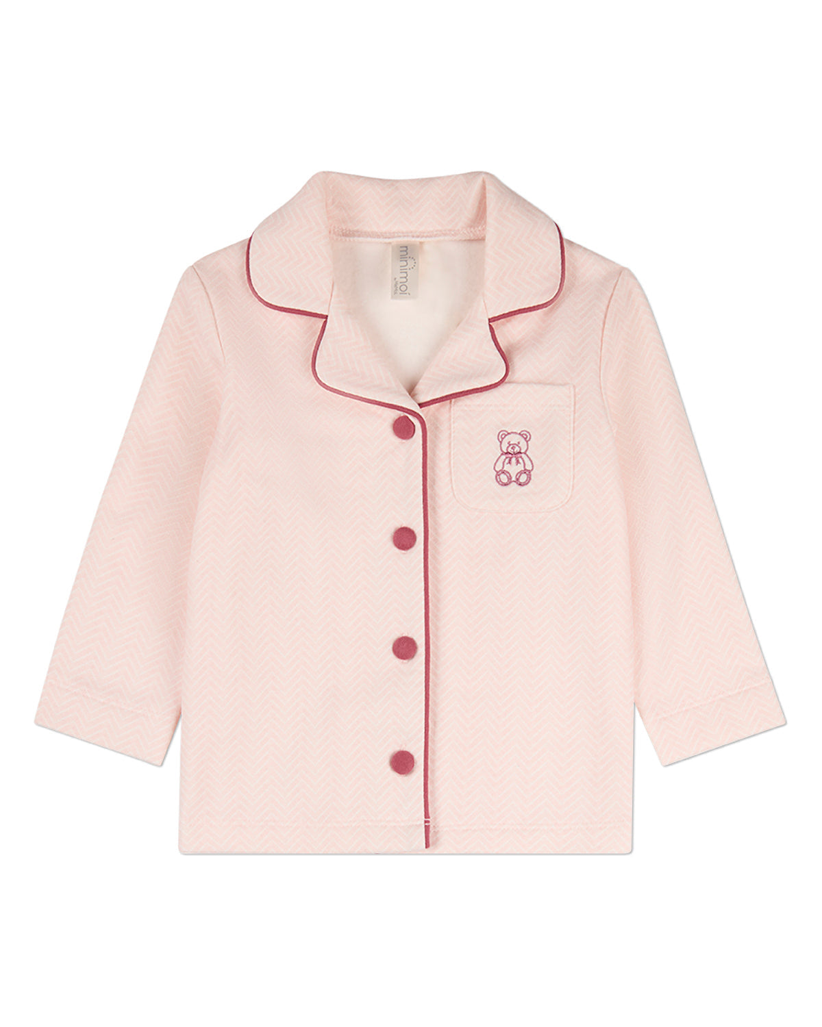 2 Piece Kids "Snuggly Bear" Chevron-Printed Cotton-Rich Pajama Set