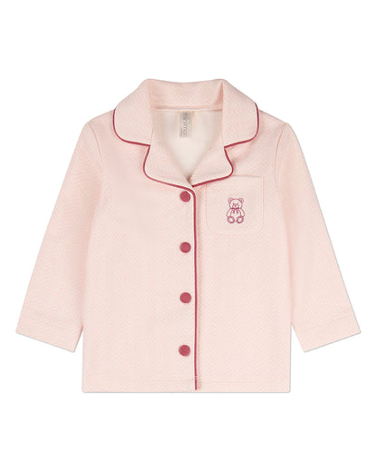 2 Piece Kids "Snuggly Bear" Chevron-Printed Cotton-Rich Pajama Set