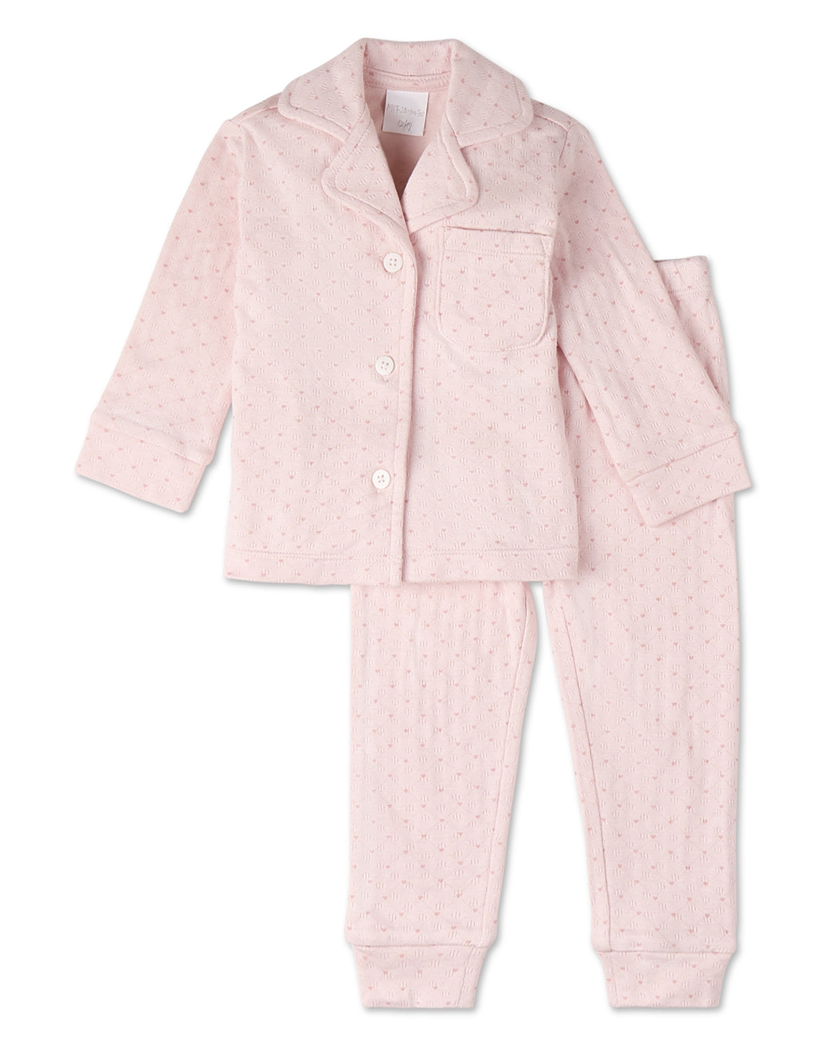 2 Piece Girls "Little Hearts" Pointelle Rayon from Bamboo Blend Pajama Set