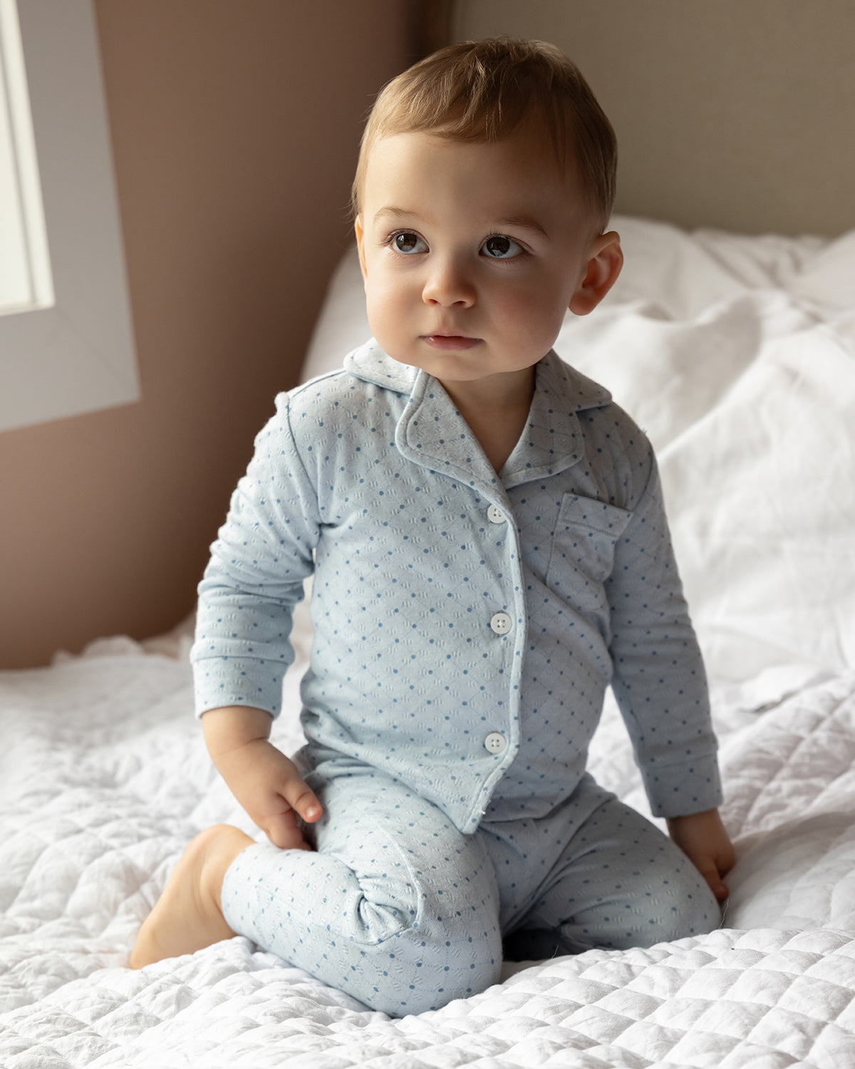 2 Piece Boys "Little Dots" Rayon from Bamboo Blend Pajama Set