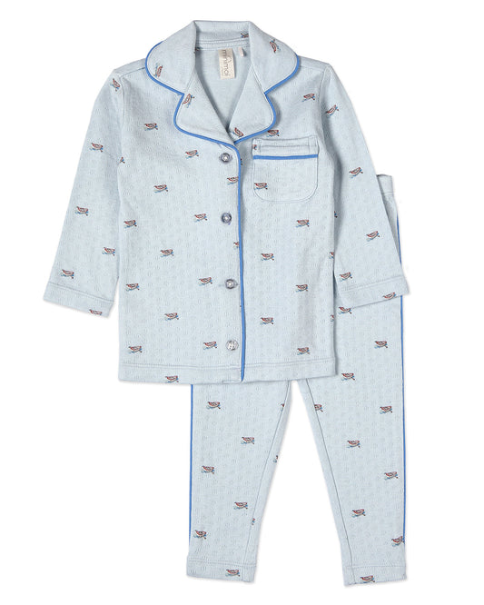 2 Piece Boys "Row Your Boat Gently" Pointelle Pajama Set