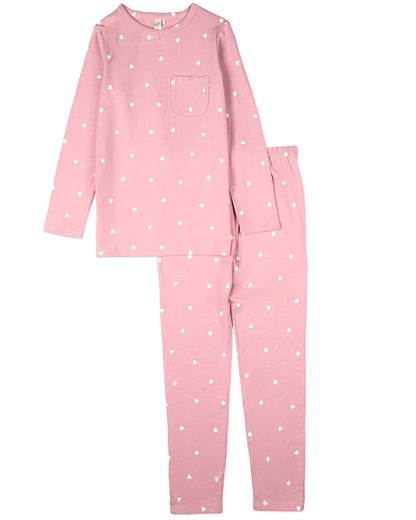 2 Piece Girls "Kind Hearts" Rayon-Blend Pull-On Lounge Set