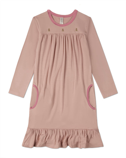 Girls "Three Little Bears" Rayon Blend Ruffle-Trim Nightgown