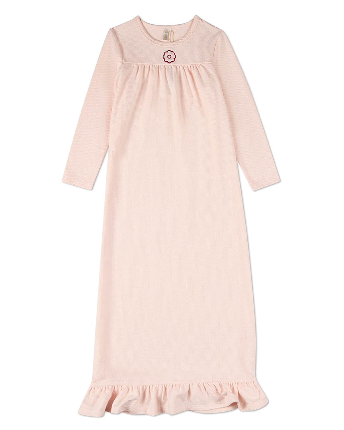 Girls "A Little Flower Power" Embroidered Full-Length Ruffled Lounge Gown