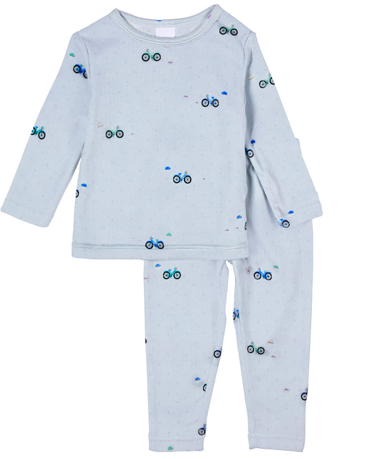 2 Piece Boys Pointelle "Living The Bike Life" Pajama Set