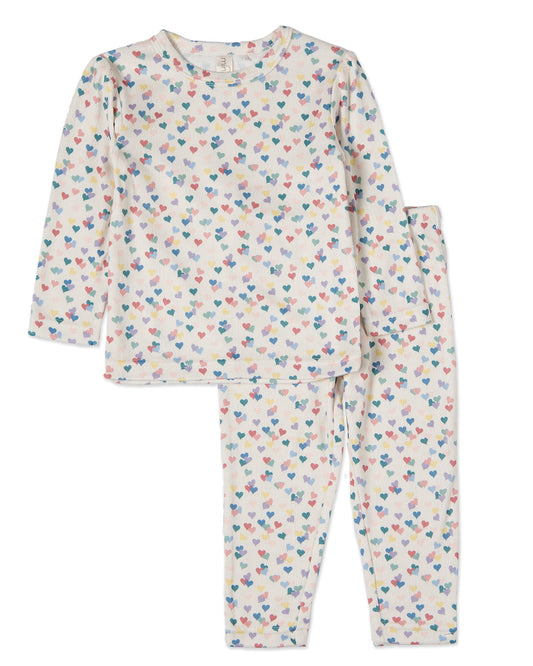 2 Piece Girls "Candied Hearts" Pointelle Pull-On Pajama Set