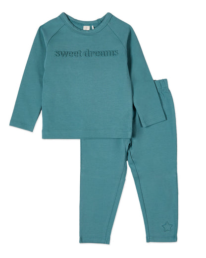 2 Piece Kids "Sweet Dreams" Cotton-Rich Fleece 3D-Embossed Lounge Set