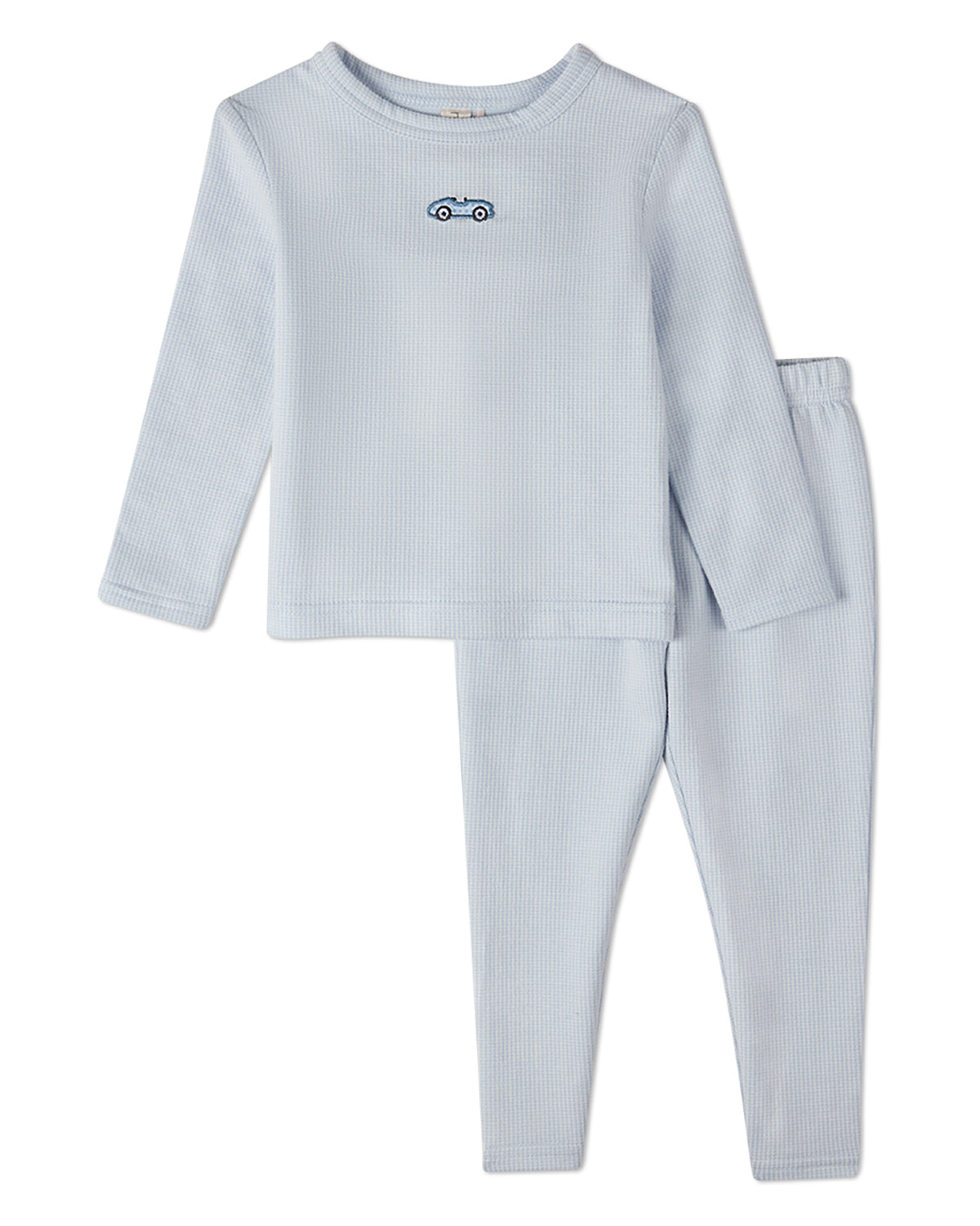 2 Piece Boys "Vintage Race Car" Embroidered Mini-Ribbed Pull-On Lounge Set