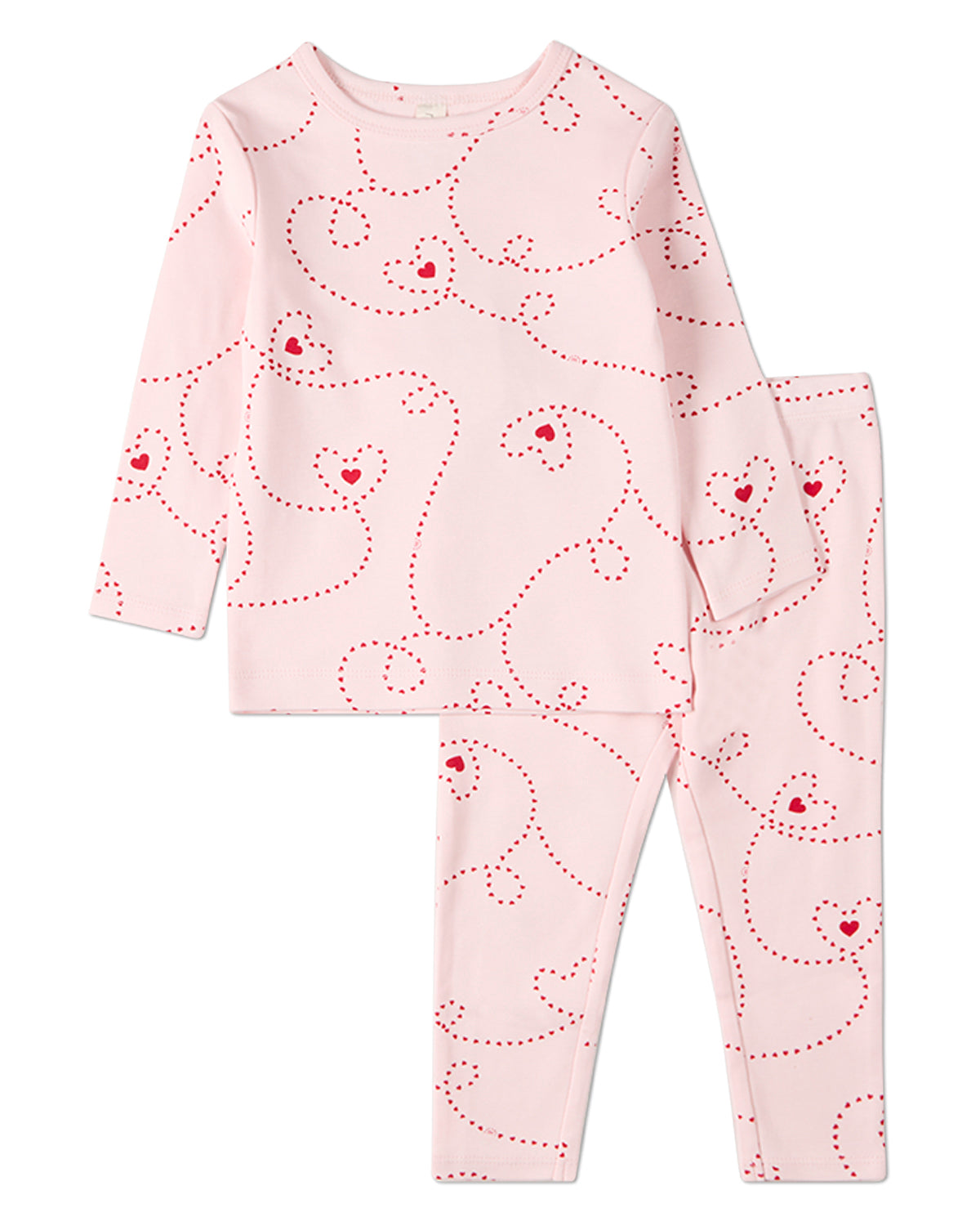 2 Piece Girls "Entangled Hearts" 100% Cotton Pullover Pajama Set