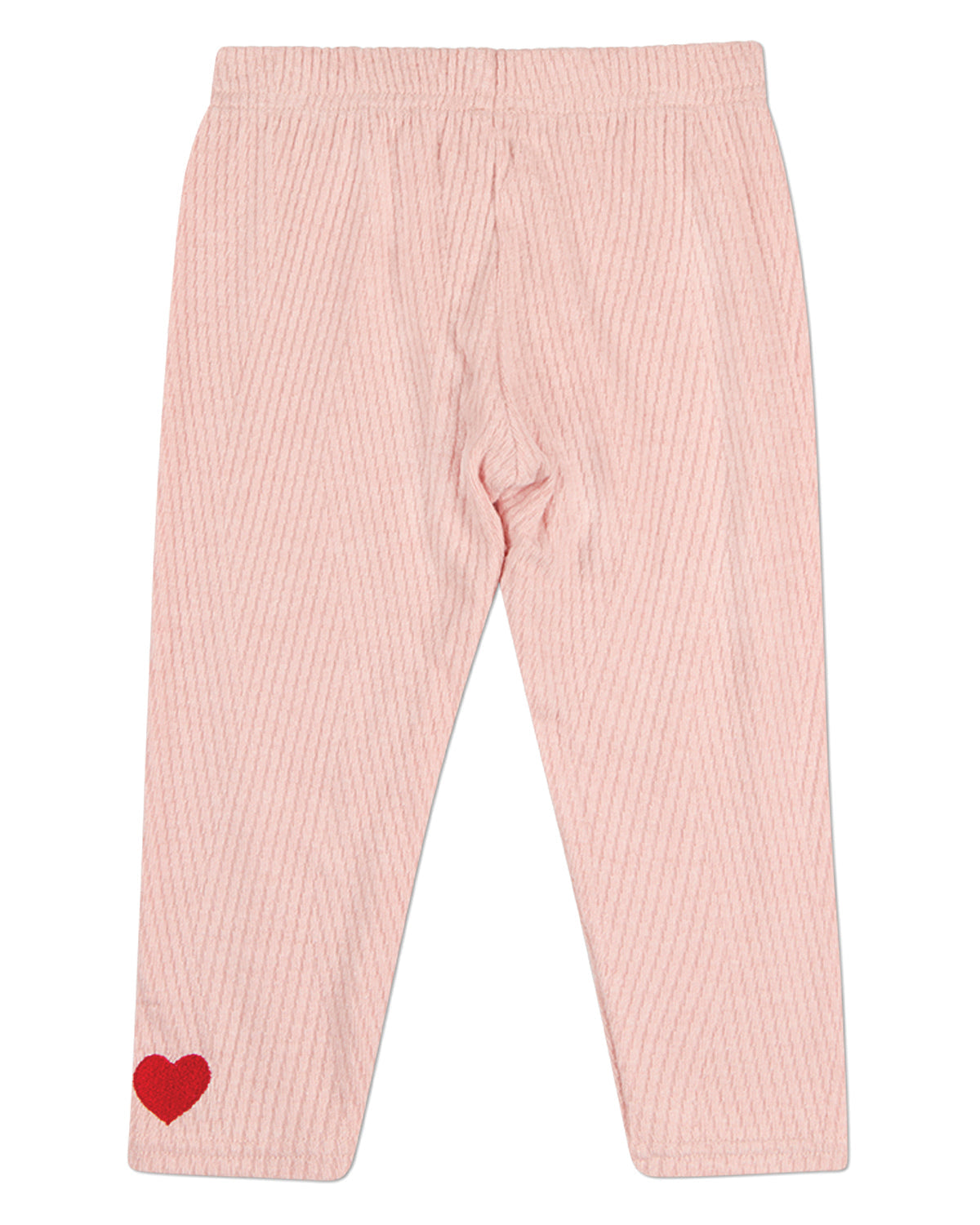 2 Piece Girls Heart-Embroidered Textured Ribbed Rayon-Blend Pajama Set