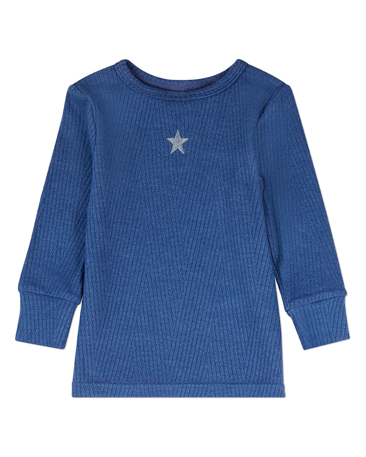 2 Piece Boys Star-Embroidered Textured Ribbed Rayon-Blend Pajama Set