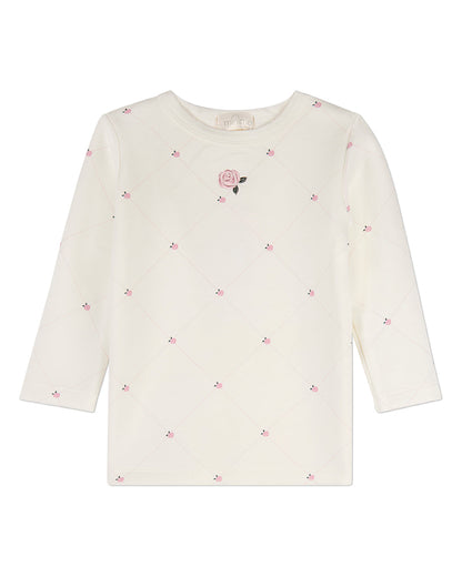 2 Piece Girls "Rosettes and Stitching" Rayon/Cotton-Blend Pajama Set