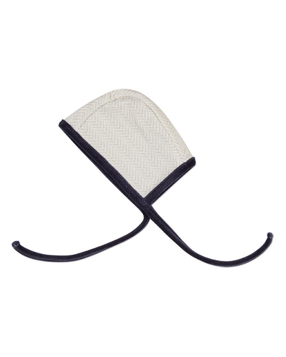 Baby Chevron-Printed Cotton-Rich Knit Bonnet with Tie Closure