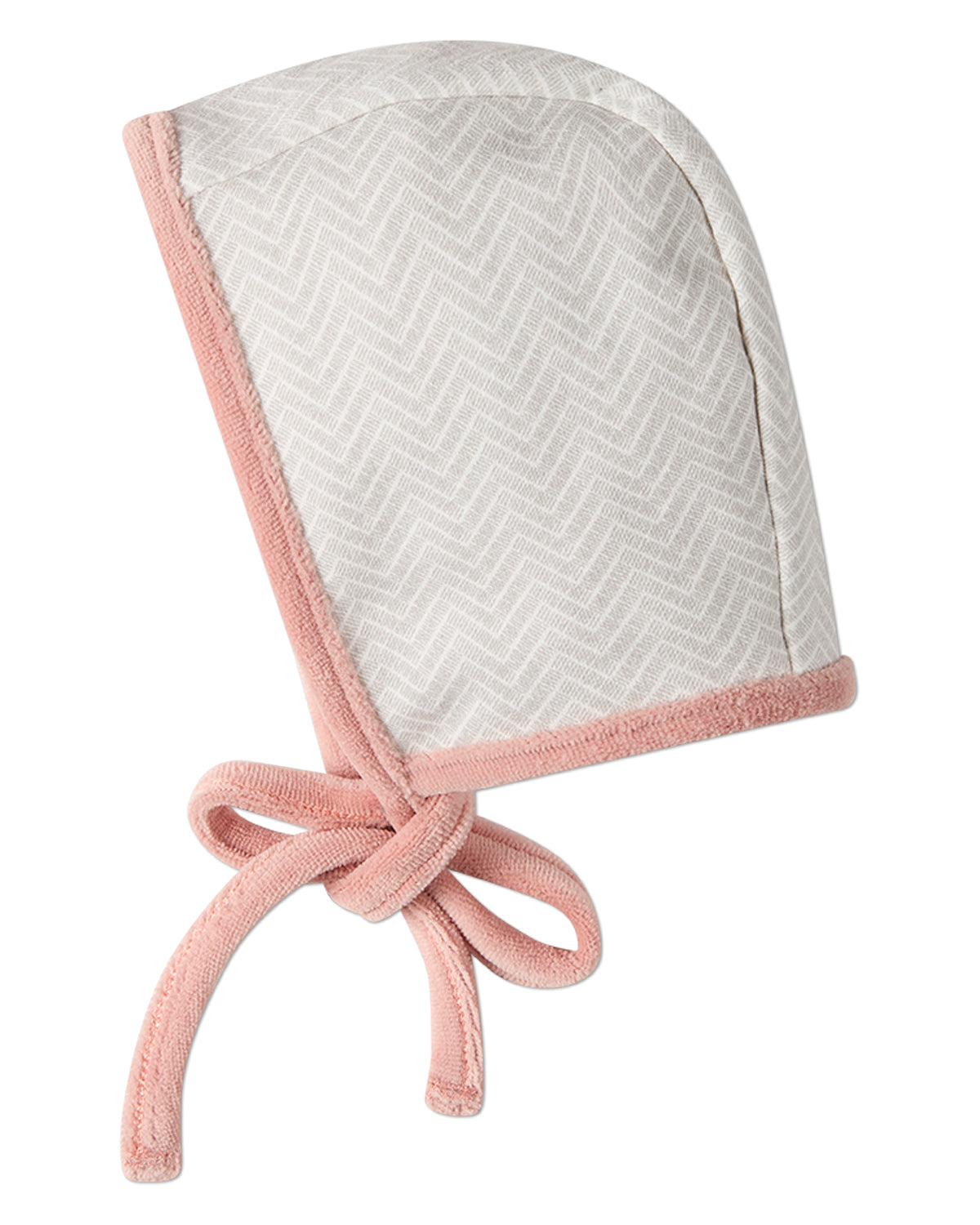 Baby Chevron-Printed Cotton-Rich Knit Bonnet with Tie Closure