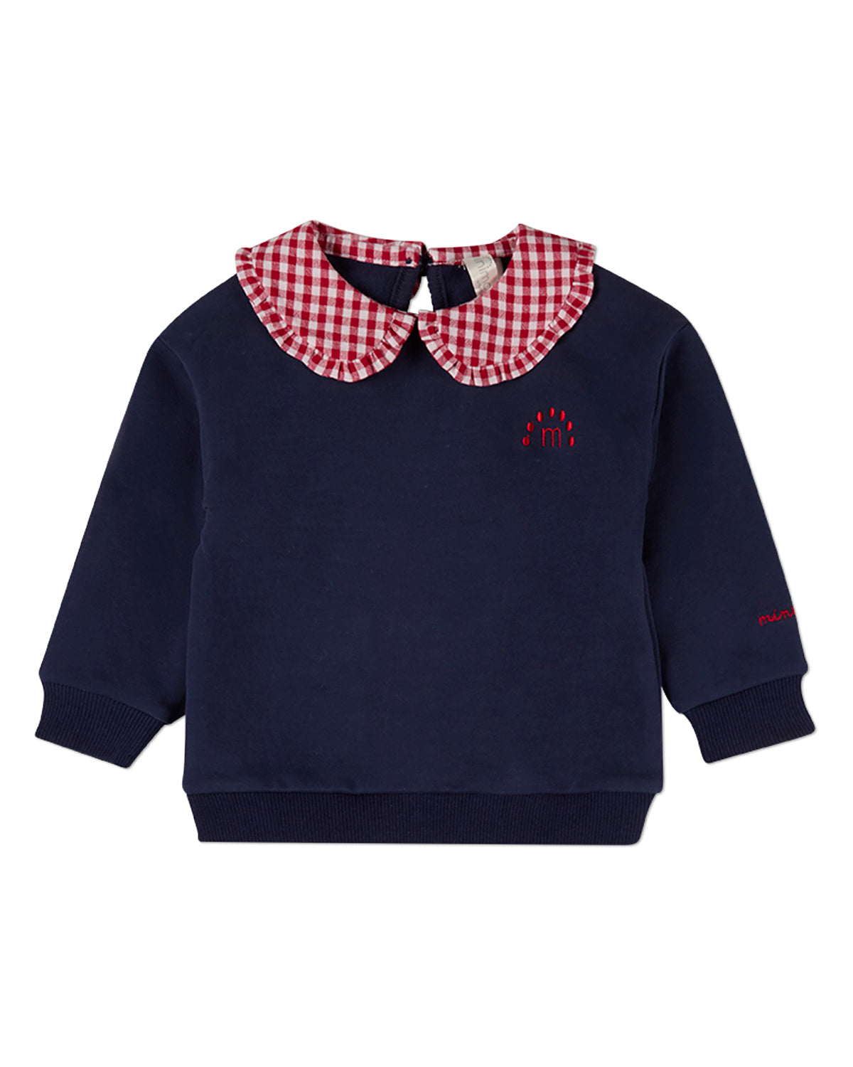 Girls 2-in-1 Gingham-Ruffled-Collar Cotton-Rich Sweatshirt