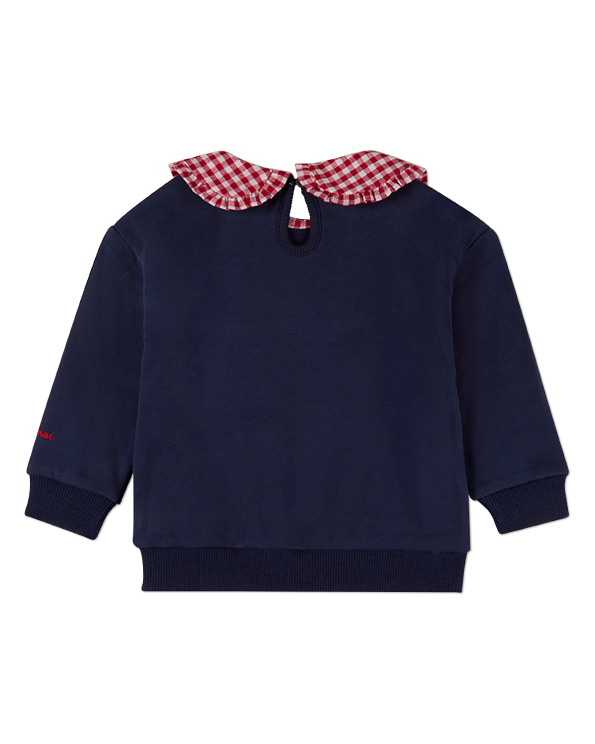 Girls 2-in-1 Gingham-Ruffled-Collar Cotton-Rich Sweatshirt