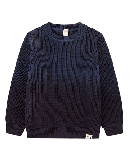Boys Ribbed 100% Cotton Knit Ombre Crewneck Pullover Sweater