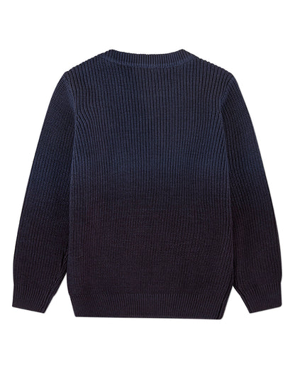 Boys Ribbed 100% Cotton Knit Ombre Crewneck Pullover Sweater