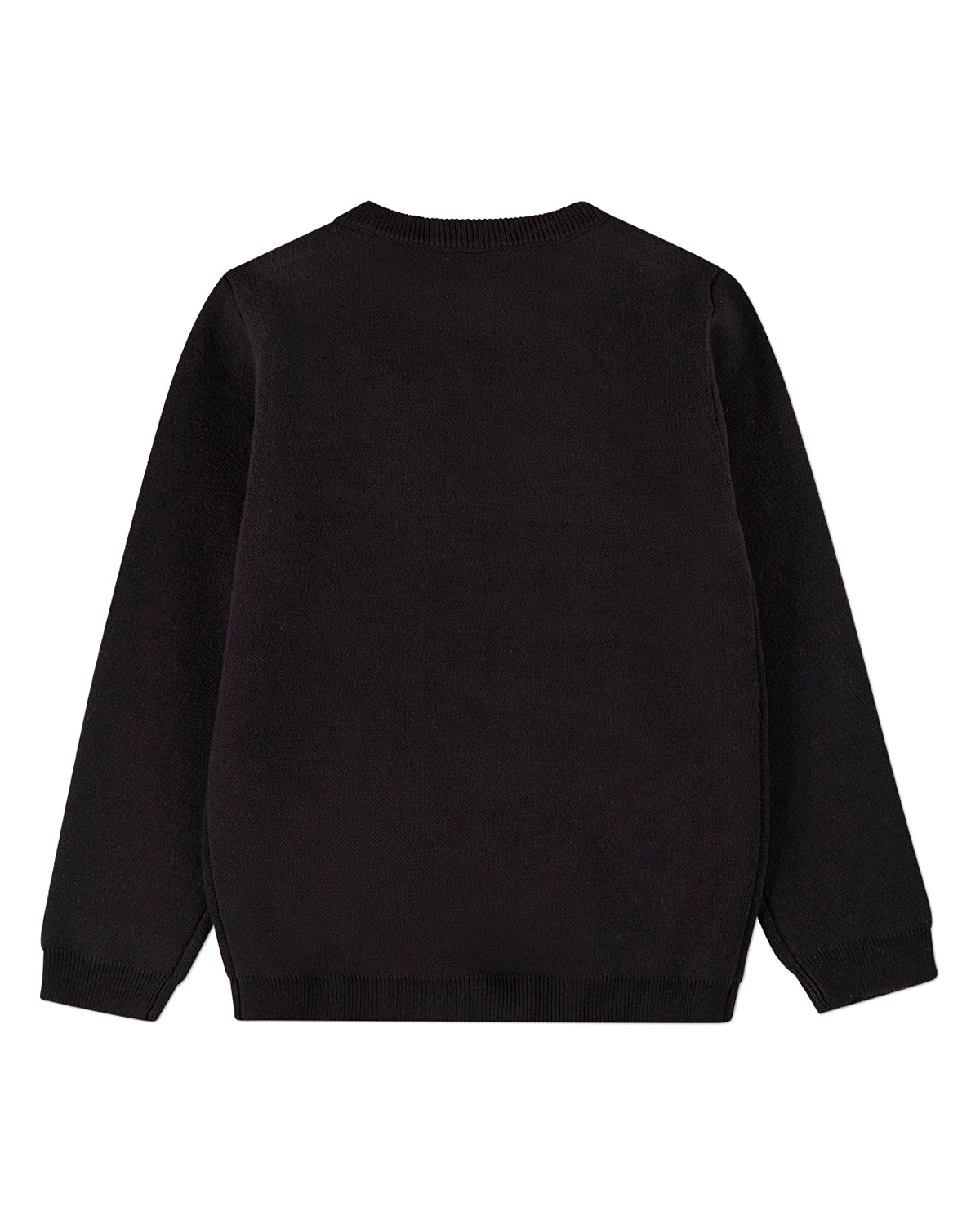 Boys 100% Cotton Knit Pullover Crewneck Sweater with Embossed 3D Crest