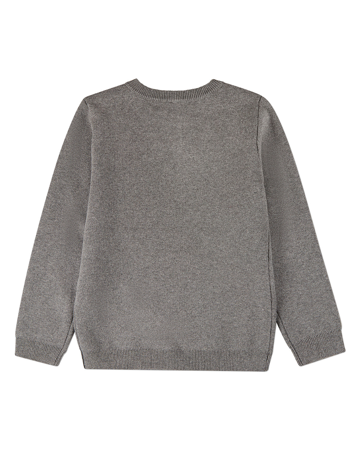 Boys 100% Cotton Knit Pullover Crewneck Sweater with Embossed 3D Crest