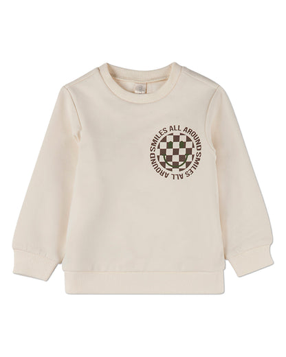 Boys "Smiles All Around" Cotton-Rich Pullover Crewneck Sweatshirt