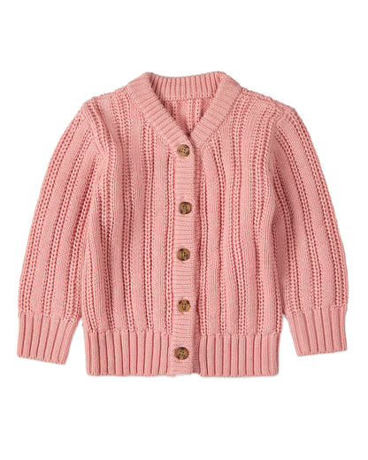 Kids Cozy Oversized Cable-Knit Cardigan Sweater