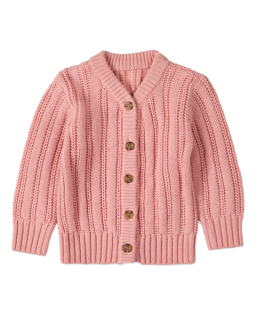 Kids Cozy Oversized Cable-Knit Cardigan Sweater