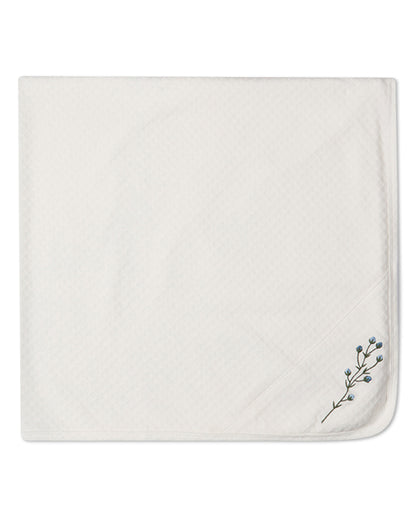 Baby Unisex "Blue Buds Sweetest Bloom" Cotton/Rayon Swaddle Blanket