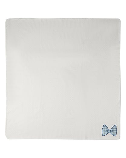 Baby Boys "Put A Bow On It" 100% Cotton Embroidered Swaddle Blanket