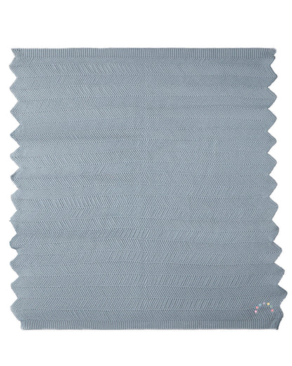 Baby Herringbone Knit 100% Cotton Blanket with Carry Pouch