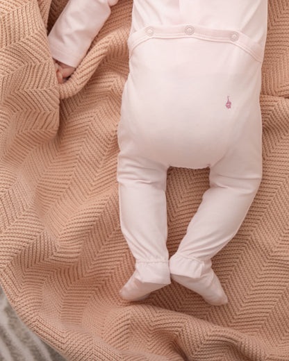 Baby Herringbone Knit 100% Cotton Blanket with Carry Pouch