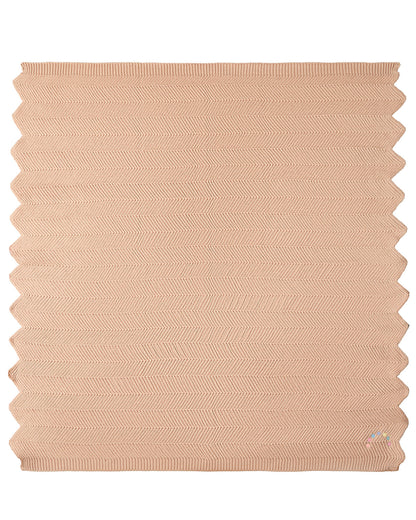 Baby Herringbone Knit 100% Cotton Blanket with Carry Pouch