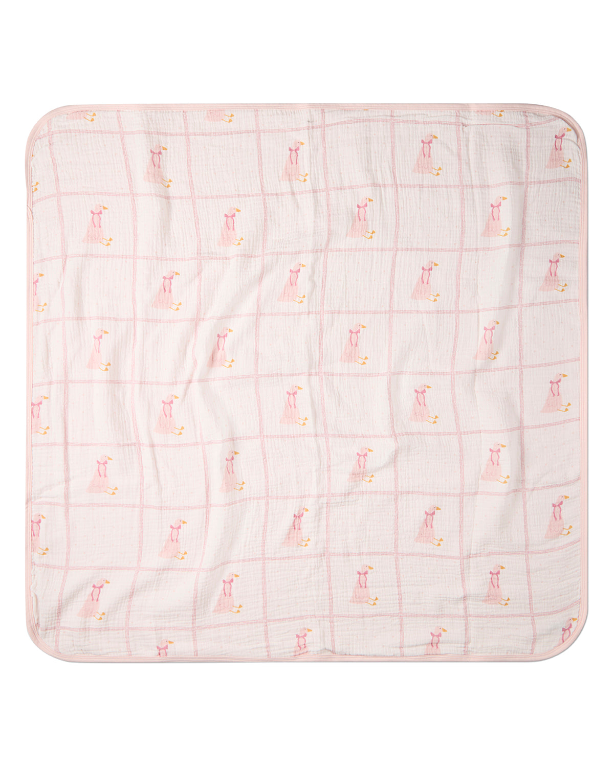 Baby Girls "Sitting Goose" Cotton-Rich 2-Sided Swaddle Blanket