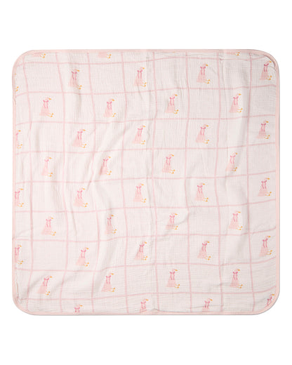 Baby Girls "Sitting Goose" Cotton-Rich 2-Sided Swaddle Blanket