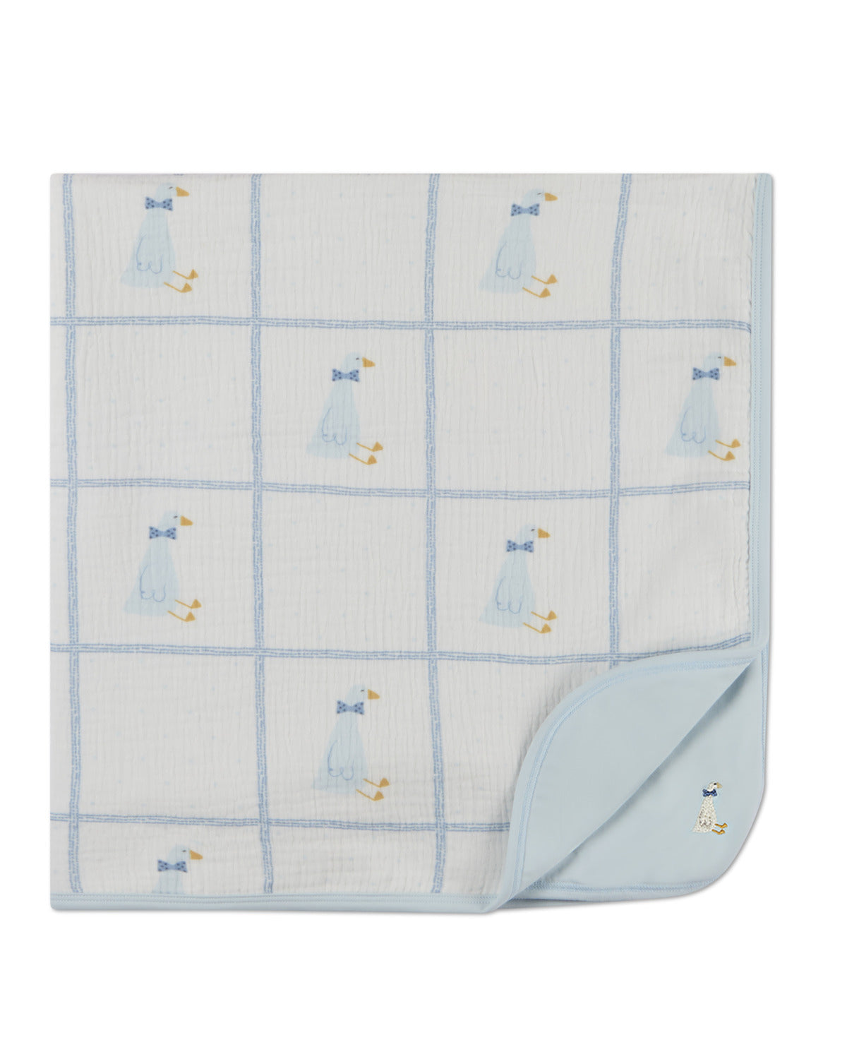 Baby Boys "Sitting Goose" Cotton-Rich 2-Sided Swaddle Blanket