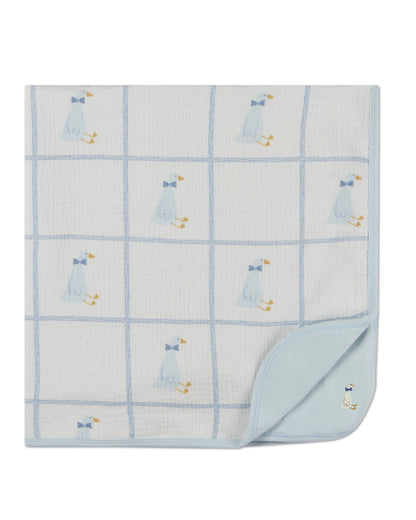 Baby Boys "Sitting Goose" Cotton-Rich 2-Sided Swaddle Blanket