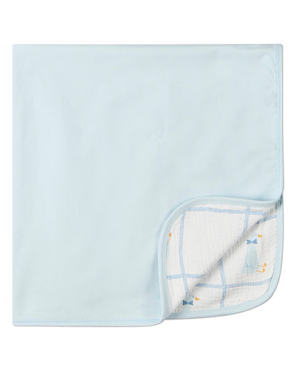 Baby Boys "Sitting Goose" Cotton-Rich 2-Sided Swaddle Blanket