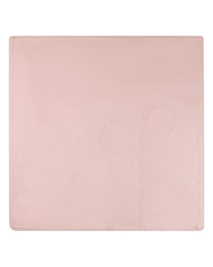Baby Girls 100% Cotton Fine-Gauge Knit Blanket with Tonal Knit Bow