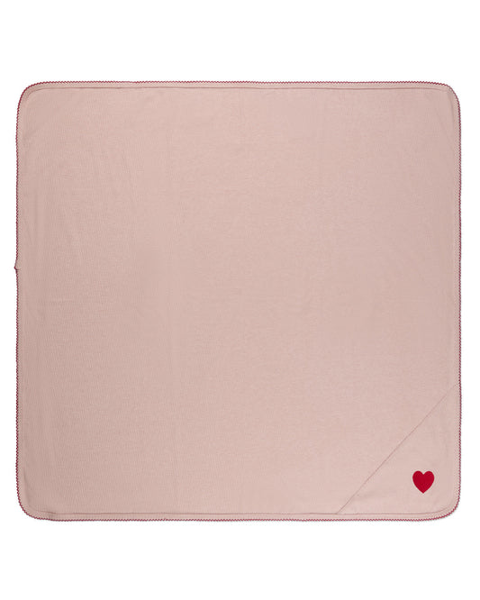 Baby Girls Heart-Embroidered Rayon-Blend Textured Swaddle Blanket