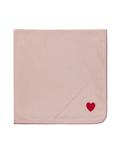 Baby Girls Heart-Embroidered Rayon-Blend Textured Swaddle Blanket