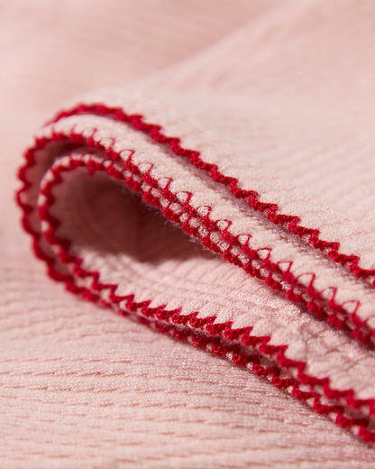 Baby Girls Heart-Embroidered Rayon-Blend Textured Swaddle Blanket