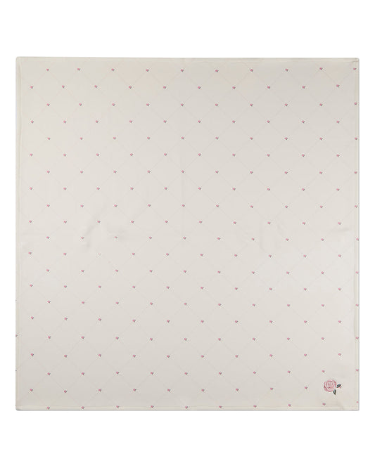Baby Girls "Rosettes and Stitching" Cotton/Rayon-Blend Swaddle Blanket
