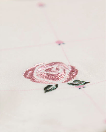 Baby Girls "Rosettes and Stitching" Cotton/Rayon-Blend Swaddle Blanket