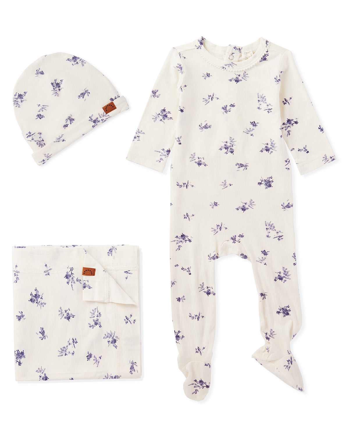 3 Piece Baby Girls Floral Toile Rayon from Bamboo Blend Footie Set